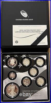2019 US Mint Limited Edition Silver Proof Set Box & COA