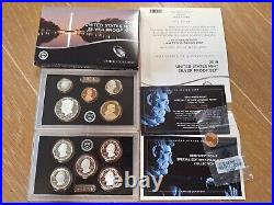 2019 US Mint SILVER Proof Set, original box COA & 2019-W Rev Proof cent