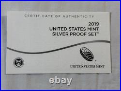 2019 US Mint Silver Proof Set S San Francisco Box & COA
