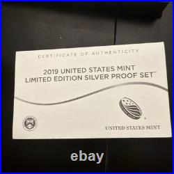 2019 United States Mint Limited Edition Silver Proof Set Original Box With COA