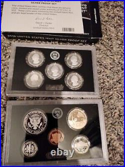 2019 United States Mint Silver Proof Set (10 Coins) in box with COA Excellent