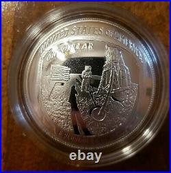 2019-p Apollo XI 50th Ann. Commemorative Silver Dollar Proof In Original Box