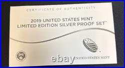 2019-s United States Mint 8 Coin Limited Edition Silver Proof Set Box & Coa #33