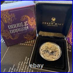 2020 AUSTRALIA Perth Mint $1 Dollar 1oz 9999 Silver Proof Double Dragon BOX&COA