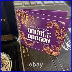 2020 AUSTRALIA Perth Mint $1 Dollar 1oz 9999 Silver Proof Double Dragon BOX&COA