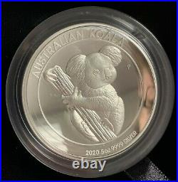 2020 Australia $8 High Relief Koala Proof 5 oz. 9999 Silver Coin Box & COA