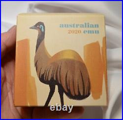 2020 Australia Emu 1 oz. 0.9999 Silver PROOF COIN IN BOX & CASE FREE SHIP