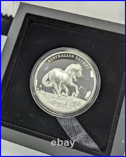 2020 Australian Brumby 2 oz Silver High Relief Proof Coin Box/COA -Mintage 1000