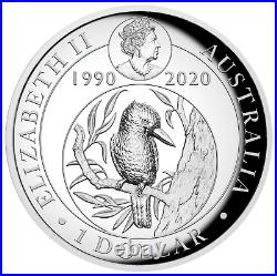 2020 Australian Kookaburra 1oz Silver Proof High Relief Coin Box & COA