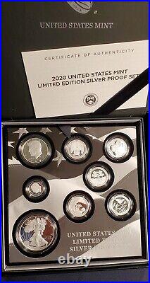 2020 Limited Edition 8 Coin SILVER PROOF SET Box + COA #20RC