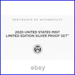 2020 Limited Edition Silver Proof Set Black Box & COA 7 Coins and Silver Eagle