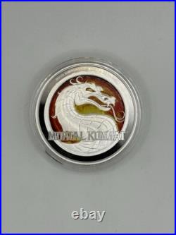 2020 MORTAL KOMBAT Colored Silver Proof Coin 1? Oz Niue, Arcade Box, Mint 2,020
