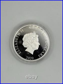 2020 MORTAL KOMBAT Colored Silver Proof Coin 1? Oz Niue, Arcade Box, Mint 2,020