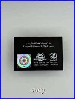 2020 MORTAL KOMBAT Colored Silver Proof Coin 1? Oz Niue, Arcade Box, Mint 2,020