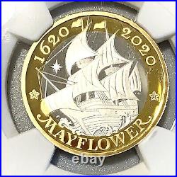 2020 NGC PF69 Mayflower Great Britain £2 Proof silver Coin Box COA 12g