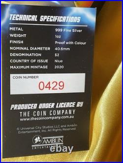 2020 Niue #429 Back to the Future 1 oz Silver Proof Coin/Mr Fusion/Display Box