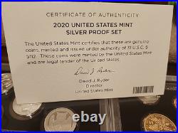 2020 S US Mint SILVER Proof 10 Coin Set w Box & COA #46719L (R17)