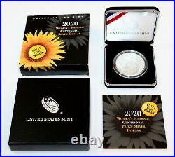 2020 US MINT WOMEN'S SUFFRAGE Centennial PROOF SILVER DOLLAR withBox & COA