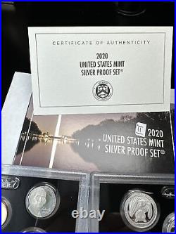 2020 US Silver Proof Set 10 Coins Complete Box COA With W Reverse Proof Nickel