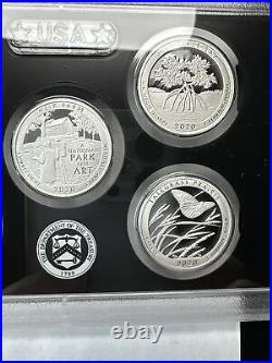 2020 US Silver Proof Set 10 Coins Complete Box COA With W Reverse Proof Nickel