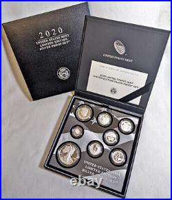 2020 U. S. Mint Limited Edition Silver Proof Set Box Slip Cover COA STOCK