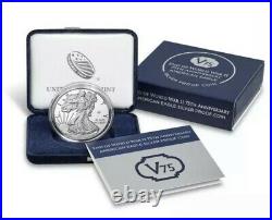 2020-W American Silver Eagle Proof V75 Privy End of World War II in Box with COA