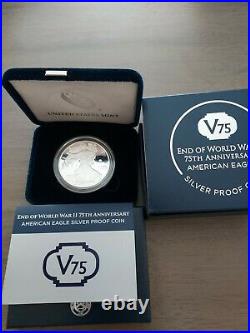 2020 W End WW2 75th Anniversary American Eagle Silver Proof Coin V75 withbox/coa