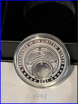 2021 1 oz Silver Proof US Treasures Iowa Quartz Colorized Limited 500 COA & Box