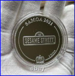 2021 2 oz Proof Samoa $5 Silver Sesame Street Bert And Ernie Coin With Box & COA