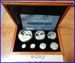2021 7 Coin Proof Set Silver Mexico Libertad Onza With Mint Coa & Box 8.9 Oz