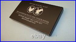2021 AMERICAN SILVER EAGLE REVERSE PROOF 2 COIN SET with BOX AND C. O. A. DESIGNER