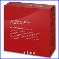 2021 Australian Silver 1oz Domed Lunar OX Proof Coin (BOX and COA)