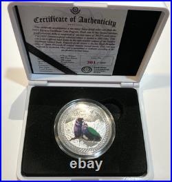 2021 Dominica $2 COLORIZED Sisserou Parrots 1 oz. 999 PURE SILVER Proof, Box/COA