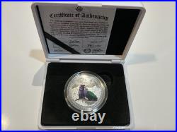 2021 Dominica $2 COLORIZED Sisserou Parrots 1 oz. 999 PURE SILVER Proof, Box/COA