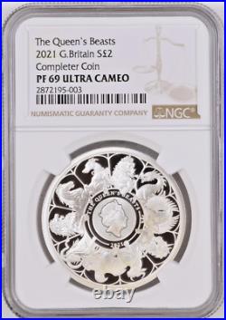 2021 GB 1 oz Silver Queen's Beasts Collector Proof NGC PF69 UC (withBox & COA)
