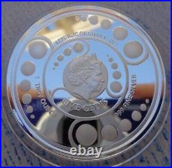 2021 Ghana ALIEN silver colored UV proof coin. 999 fine silver in Display Box