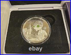 2021 Ghana Alien Colorized UV Silver Proof 1 oz Coin Box & COA #371/1000