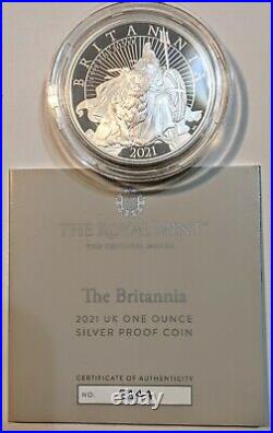 2021 Great Britain 1 oz Silver Proof, Britannia with Lion Royal Mint COA/Box