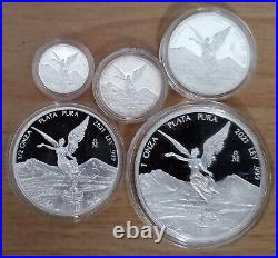 2021 Libertad Silver Proof 5 Coin Set with Box & COA RARE 0905/1000