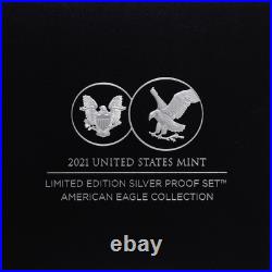 2021 Limited Edition Silver Proof Set Black Box & COA 6 Coins and Silver Eagle