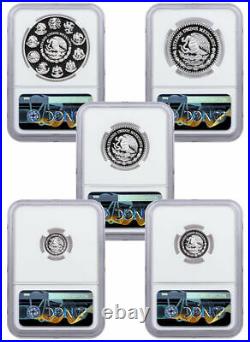 2021 Mo Mexico Proof Silver Libertad 5-Coin Set NGC PF70 UC FR OGP COA BOX