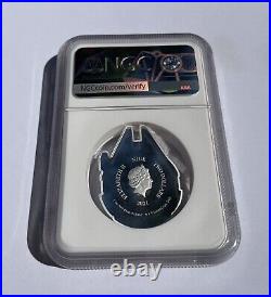 2021 Niue 1 oz Silver Star Wars Millennium Falcon Proof and Box/COA NGC PF70