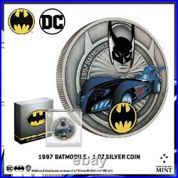 2021 Niue DC Comics 1997 Batmobile 1 oz Silver Colorized Proof Coin New in Box