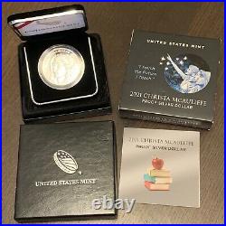 2021 P Christa McAuliffe Commemorative Proof Silver Dollar Box & COA