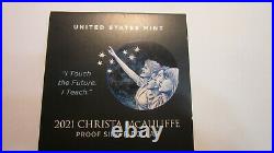 2021-P Christa McAuliffe Commemorative Proof Silver Dollar with Box & COA