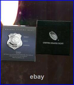 2021 P National Law Enforcement Commemorative Silver Dollar Proof Box & Coa