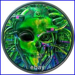 2021 Palau Alien Cyborg Revolution 3 oz Silver Black Proof Coin Mintage 499