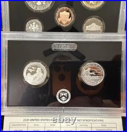 2021-S 1C-$1 US 7 Coin Silver Proof Mint Set WithCOA Original Mint Box