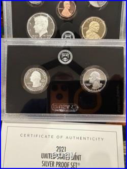 2021-S 1C-$1 US 7 Coin Silver Proof Mint Set WithCOA Original Mint Box