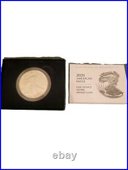 2021 S Proof Silver Eagle Coin Type 2- 1 oz Coin Mint Box & COA In Hand
